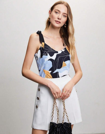 White Printed Top
