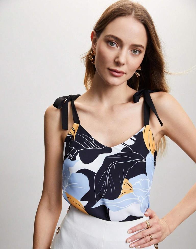 White Printed Top