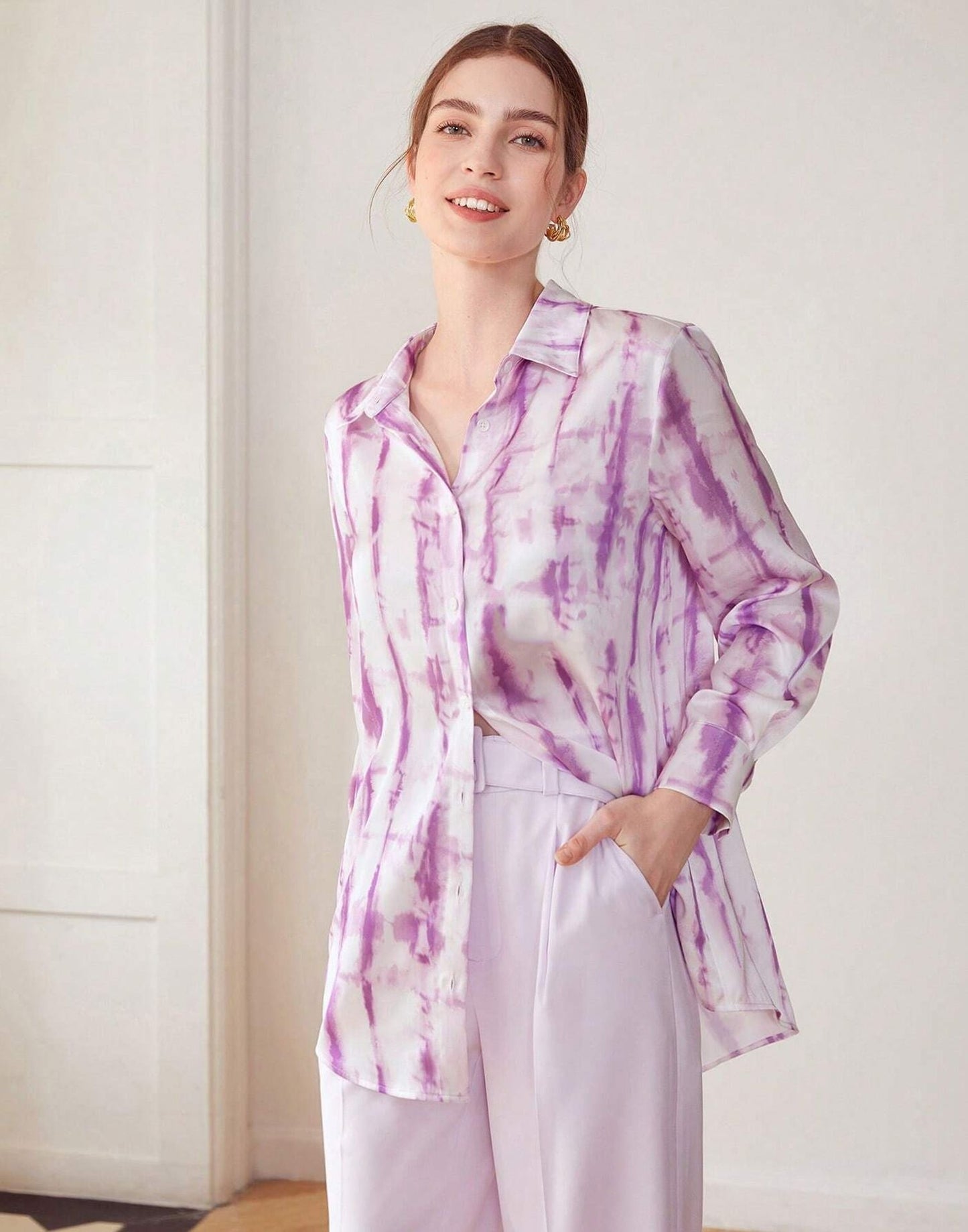 Purple Printed Cotton Shirt