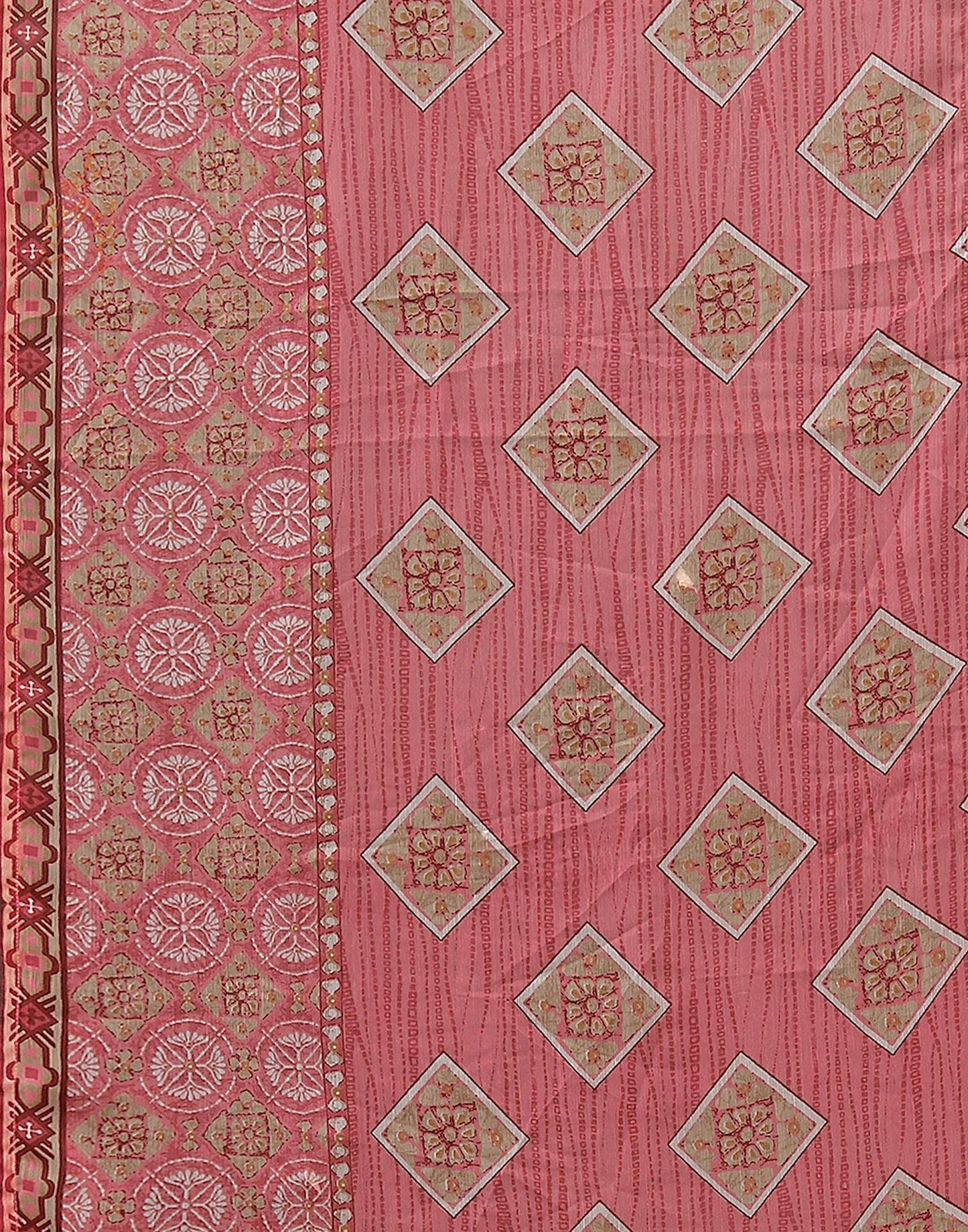 Pink Printed Cotton Straight Kurta With Pant And Dupatta | Sudathi