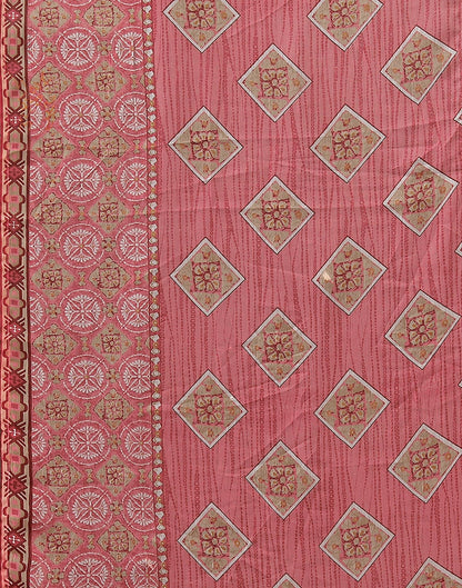 Pink Printed Cotton Straight Kurta With Pant And Dupatta | Sudathi