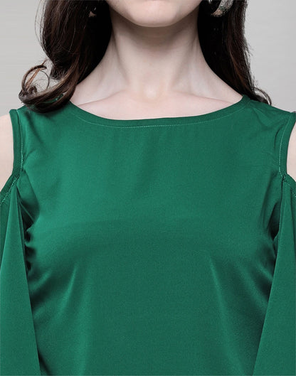 Glorious Dark Green Coloured Dyed Crepe Tops | Sudathi