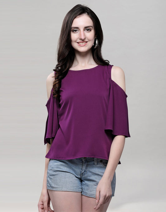 Amazing Purple Coloured Dyed Crepe Tops | Sudathi