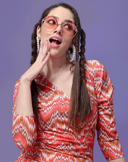 Pink Printed Straight Dress | Leemboodi