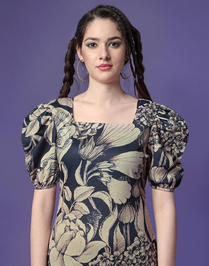 Beige Printed Bodycon | Leemboodi
