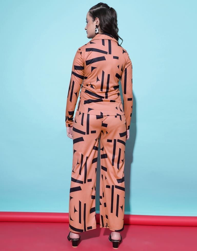 Peach Printed Co-ord Set | Leemboodi