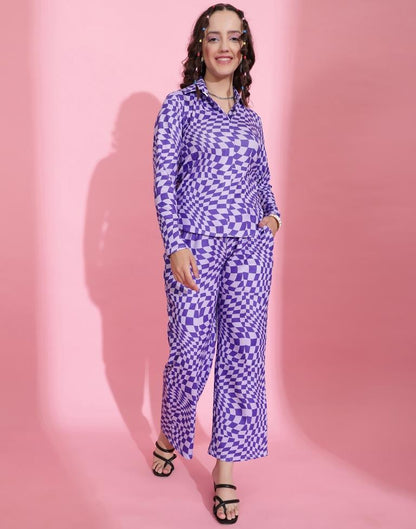 Purple Printed Co-ord Set | Leemboodi