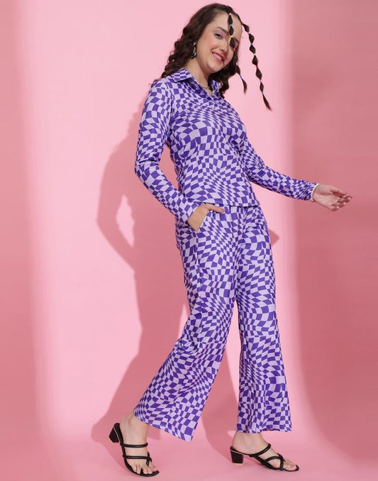 Purple Printed Co-ord Set | Leemboodi