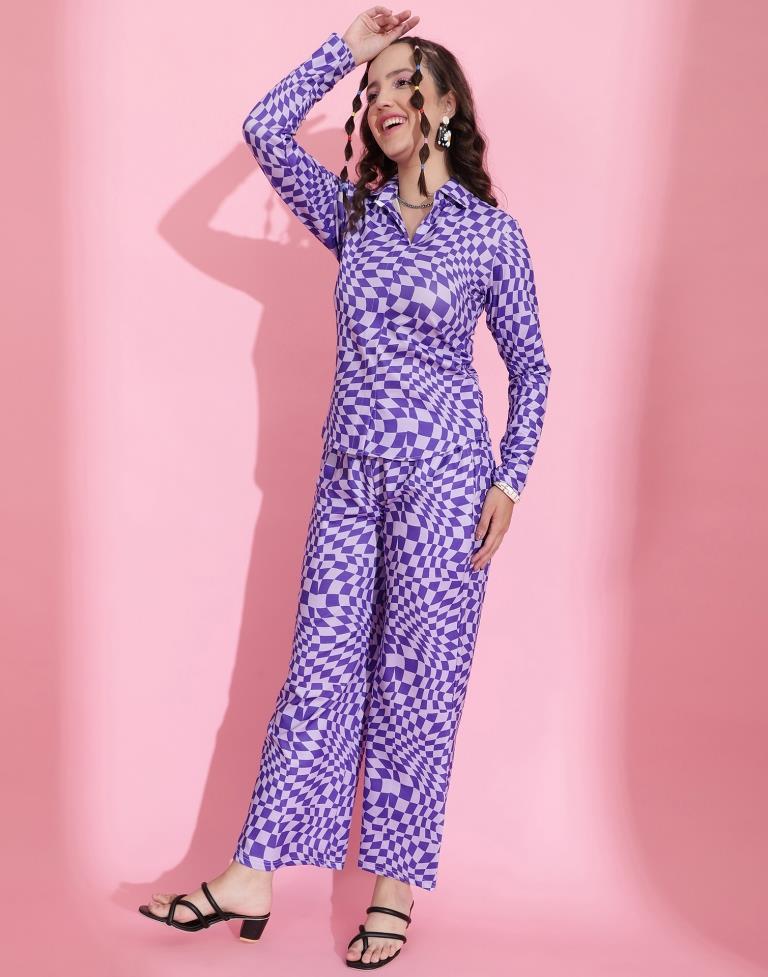 Purple Printed Co-ord Set | Leemboodi