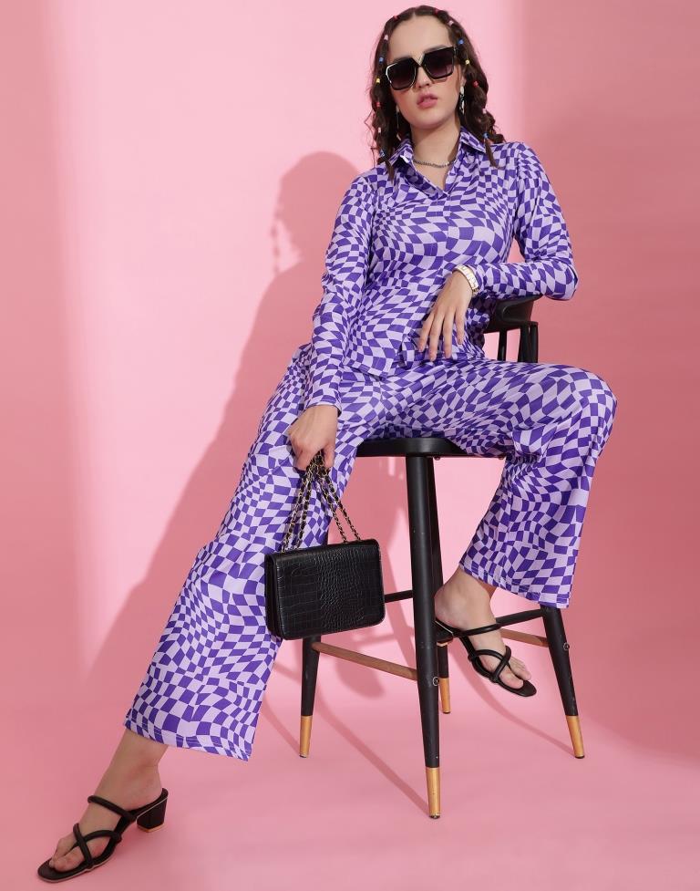 Purple Printed Co-ord Set | Leemboodi