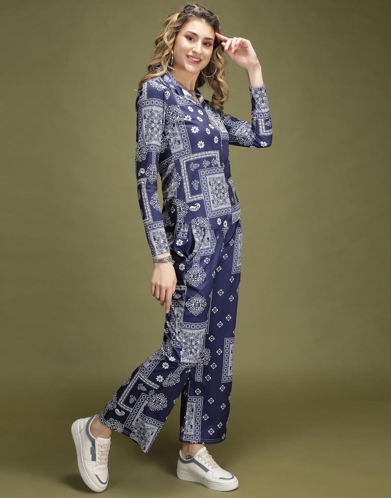 Blue Printed Co-ord Set | Leemboodi