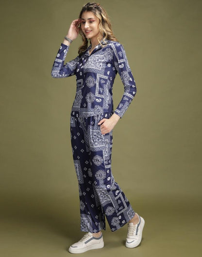 Blue Printed Co-ord Set | Leemboodi