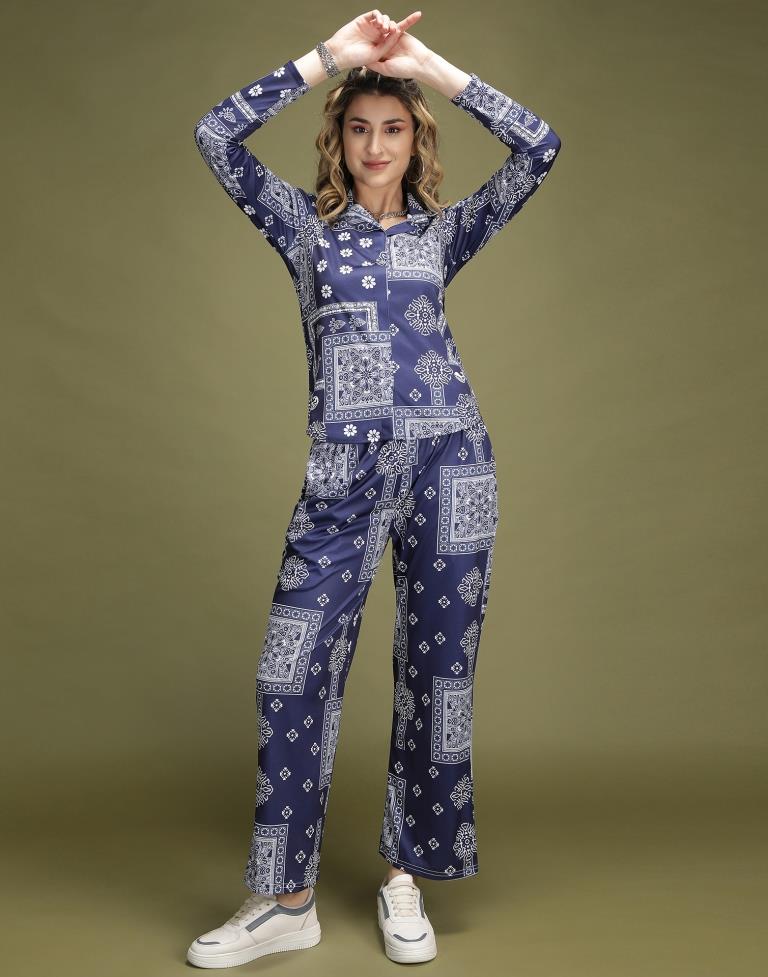 Blue Printed Co-ord Set | Leemboodi