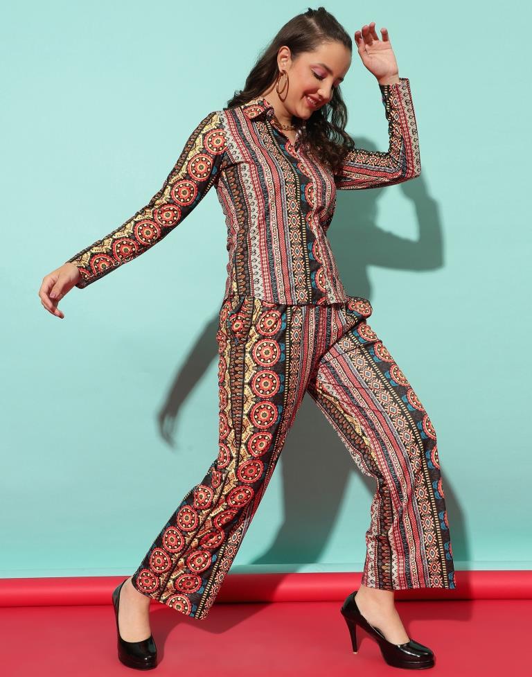 Multicoloured Printed Co-ord Set | Leemboodi