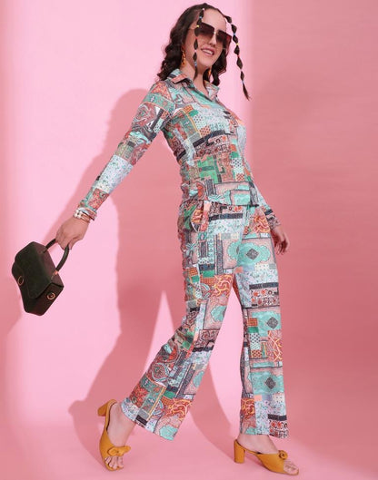 Multicoloured Printed Co-ord Set | Leemboodi