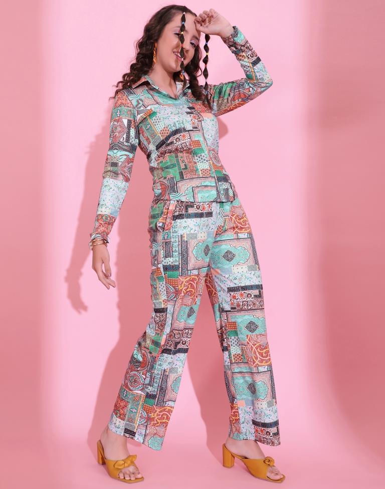 Multicoloured Printed Co-ord Set | Leemboodi