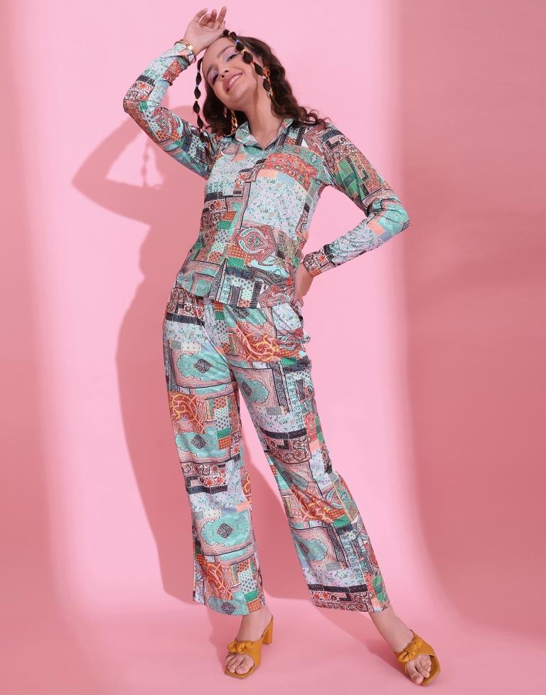 Multicoloured Printed Co-ord Set | Leemboodi