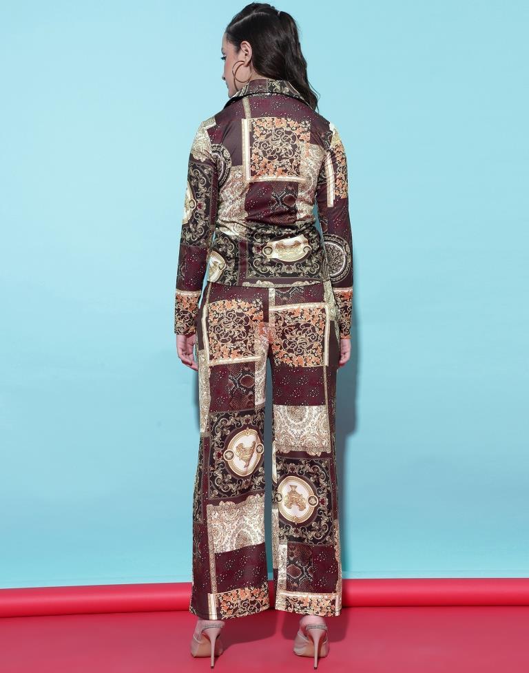 Brown Printed Co-ord Set | Leemboodi