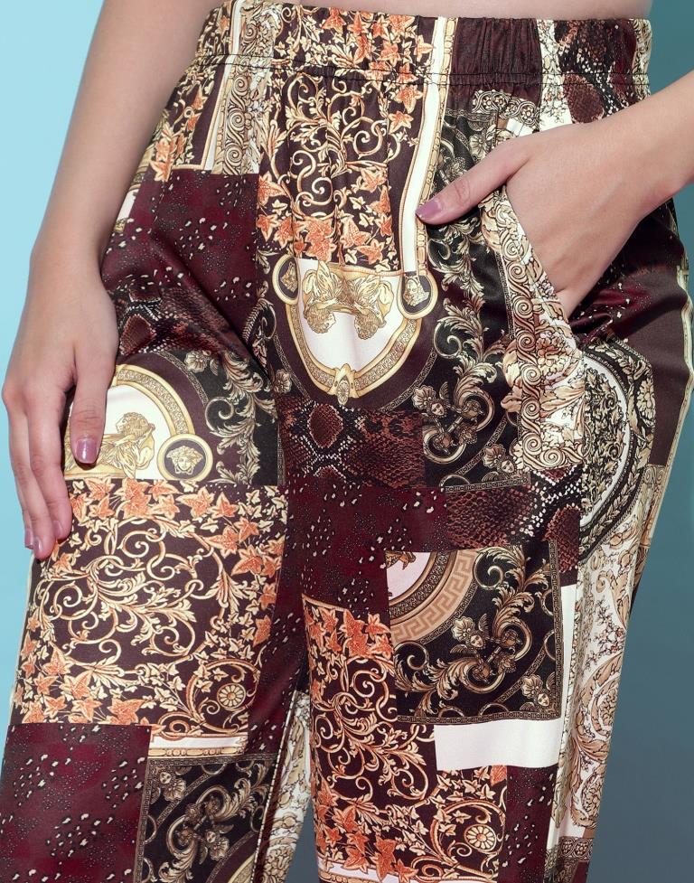 Brown Printed Co-ord Set | Leemboodi