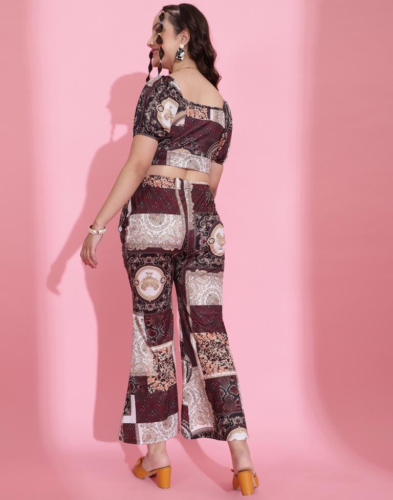 Brown Printed Co-ord Set | Leemboodi