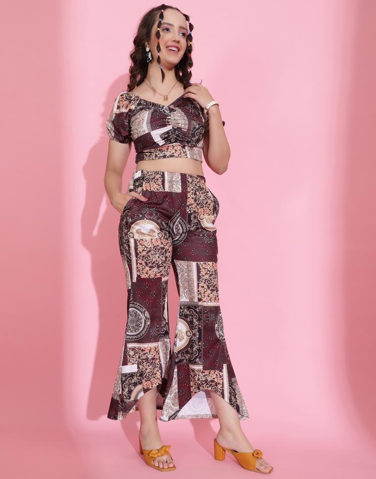 Brown Printed Co-ord Set | Leemboodi