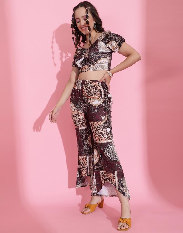 Brown Printed Co-ord Set | Leemboodi