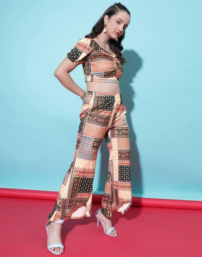 Multicoloured Printed Co-ord Set | Leemboodi