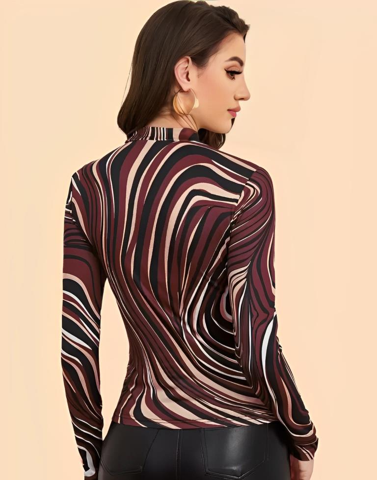 Brown Printed top