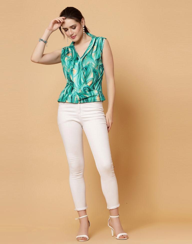 Green Printed Top