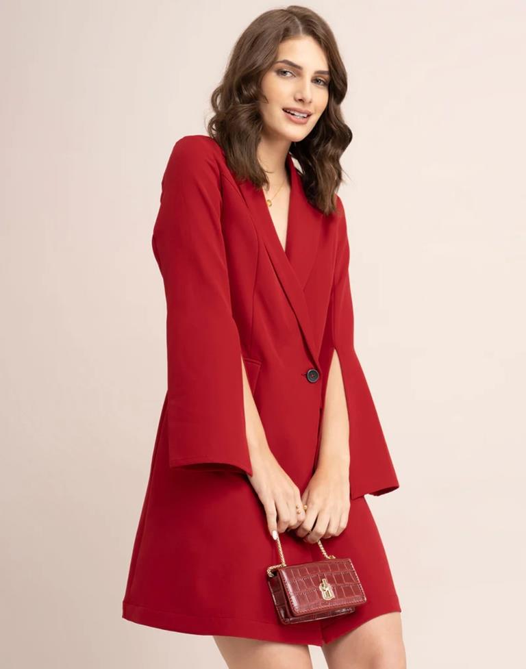 Red Printed Slit Dress
