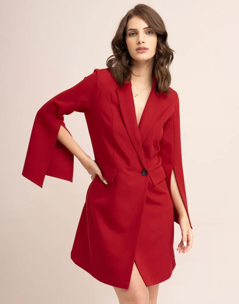 Red Printed Slit Dress