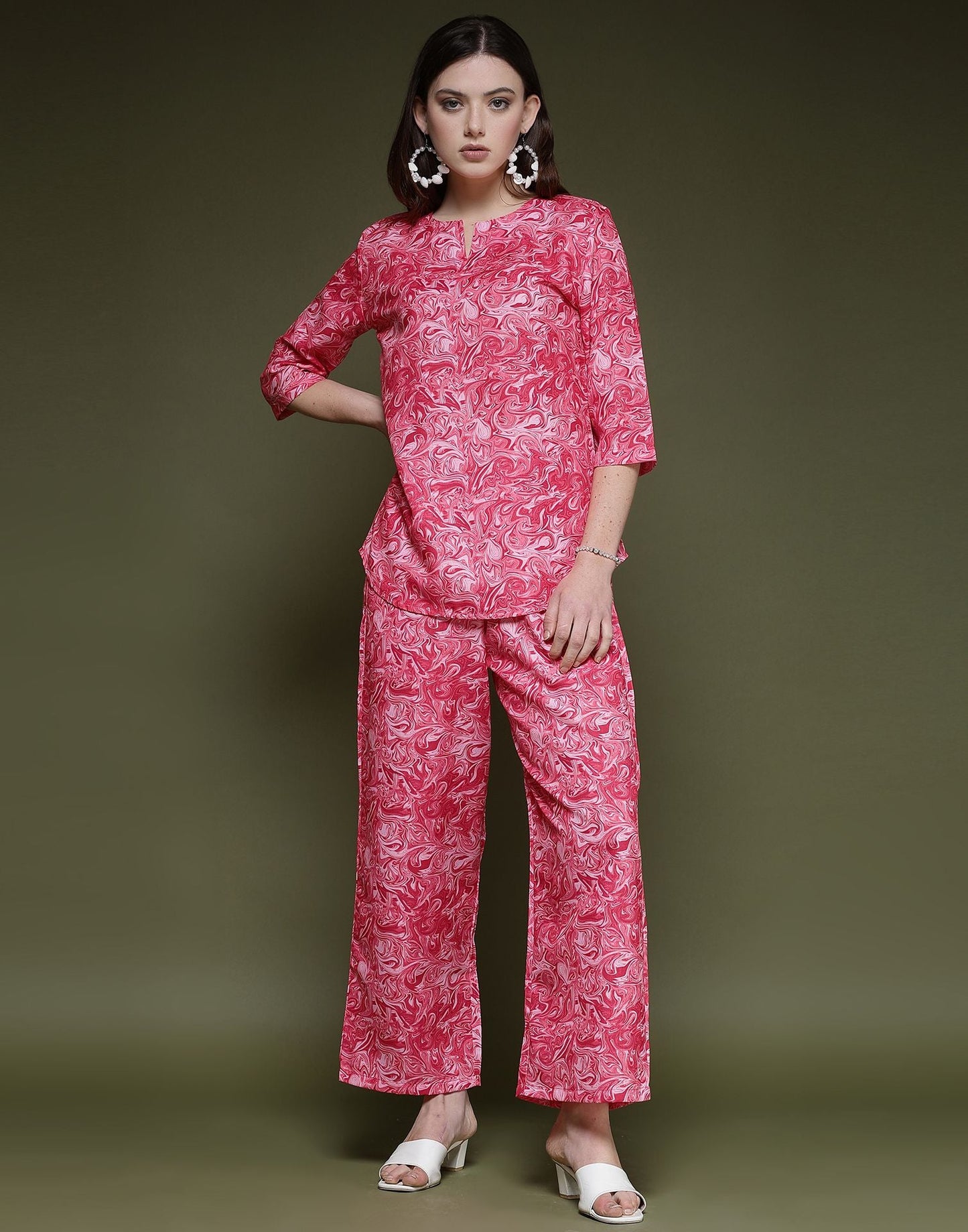 Pink Printed Cotton Co-ord Set