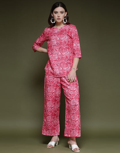 Pink Printed Cotton Co-ord Set