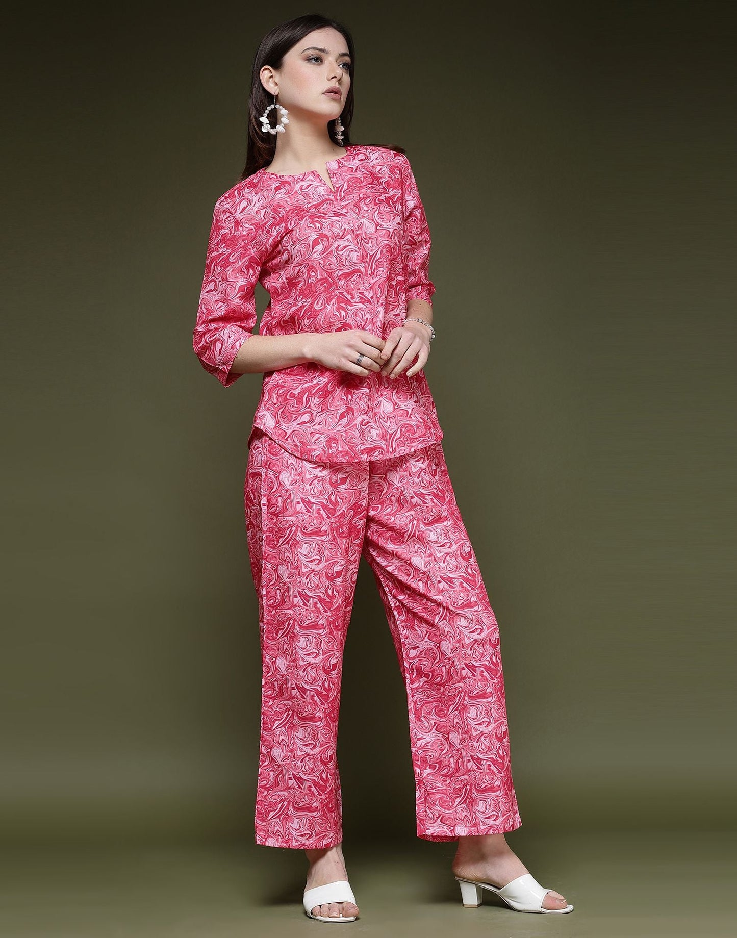 Pink Printed Cotton Co-ord Set