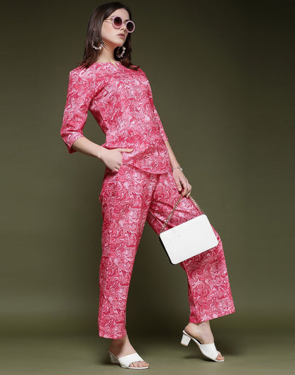 Pink Printed Cotton Co-ord Set