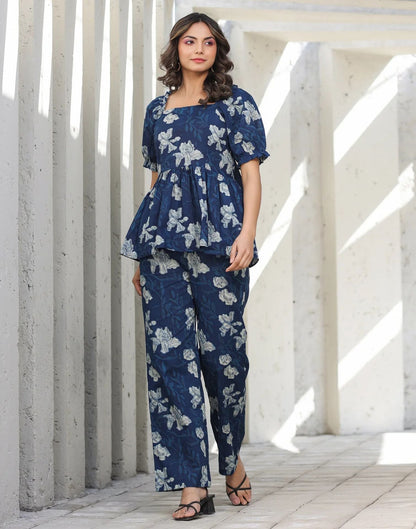 Blue Printed Rayon Co-ord Set