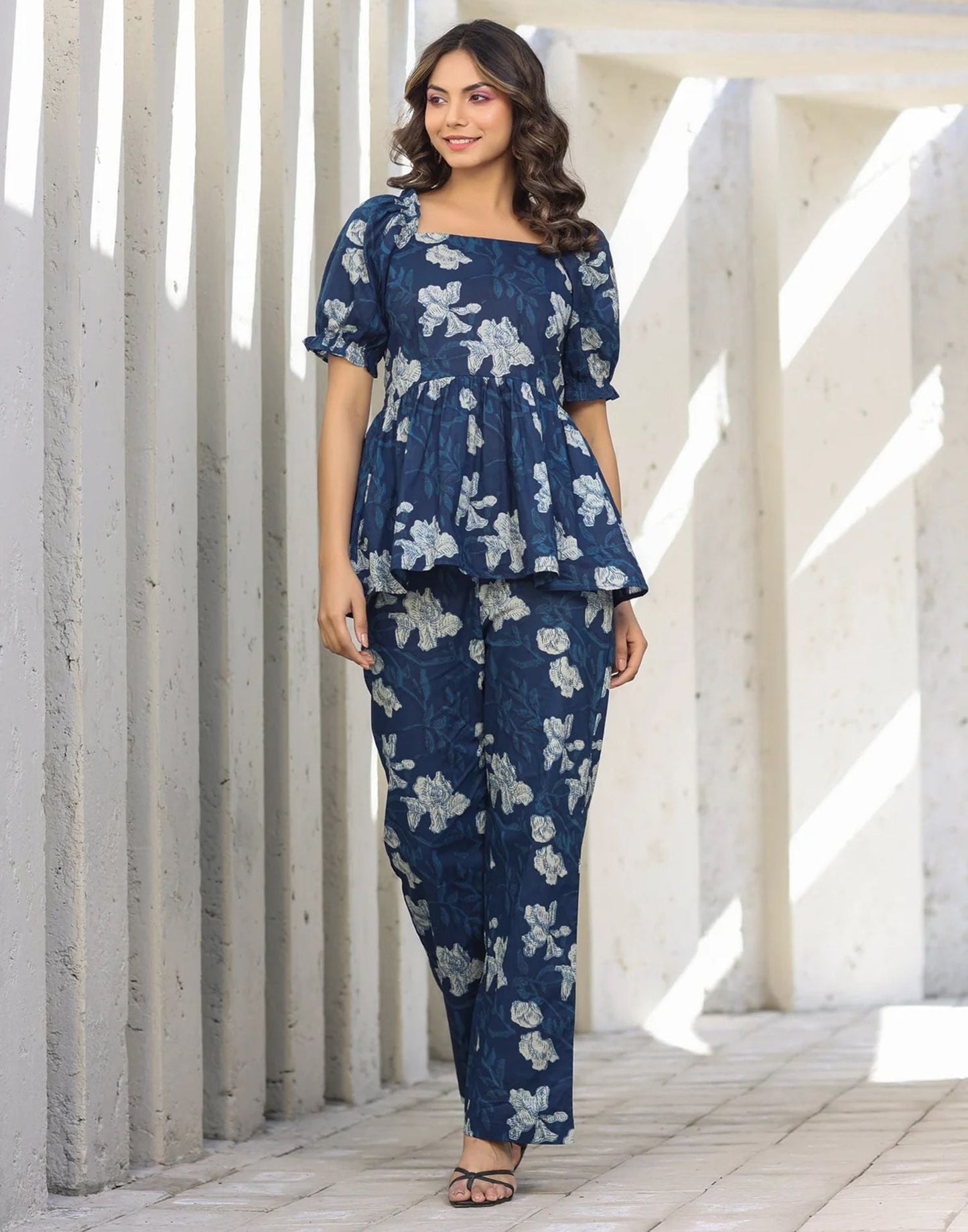 Blue Printed Rayon Co-ord Set