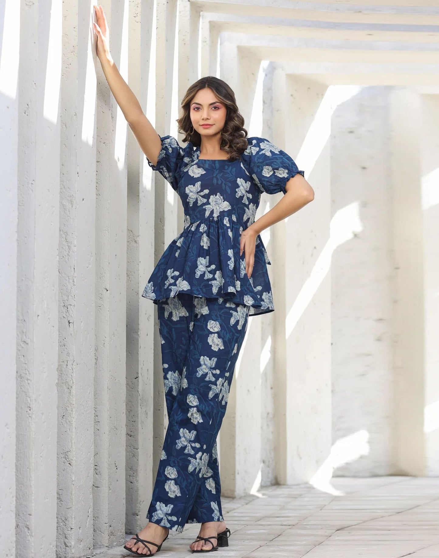 Blue Printed Rayon Co-ord Set