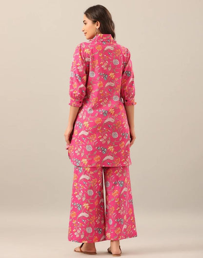 Pink Rayon Floral Printed Co-ords Set