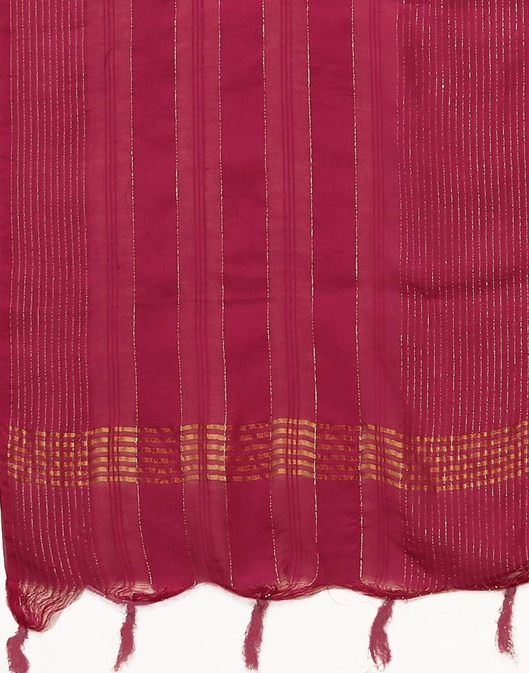 Cherry Pink Cotton Printed Straight Kurta With Pant And Dupatta