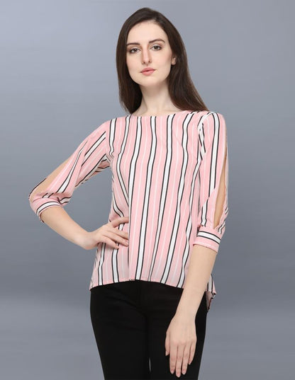 Marvelous Pink Coloured Printed Crepe Tops | Sudathi