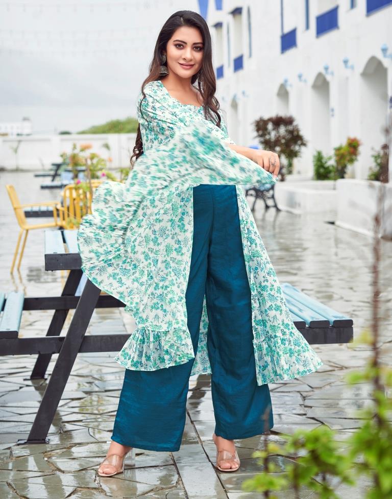 White Printed Chifon Co-ord Set