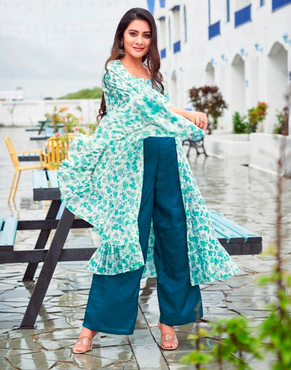 White Printed Chifon Co-ord Set