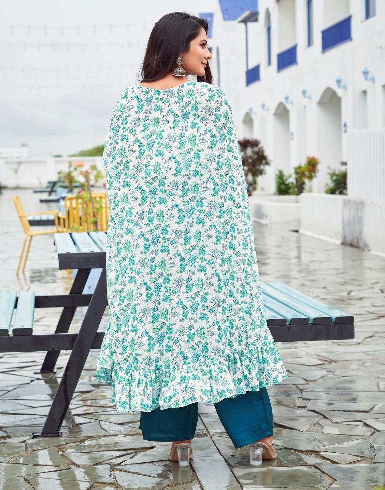 White Printed Chifon Co-ord Set