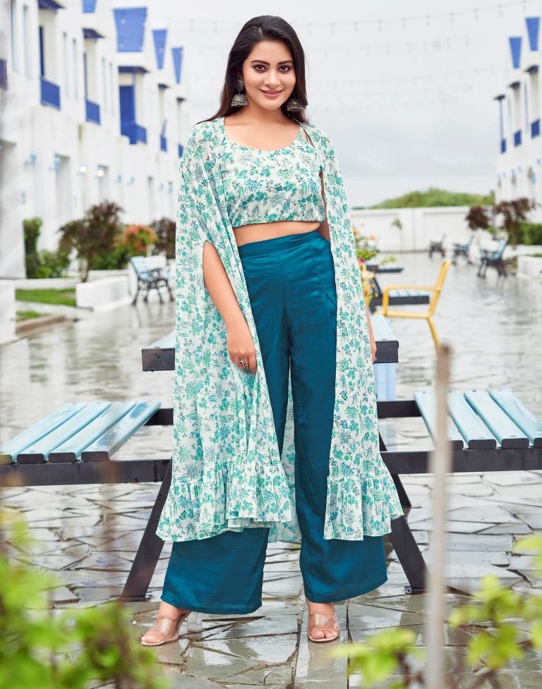 White Printed Chifon Co-ord Set