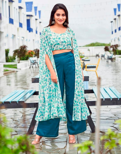White Printed Chifon Co-ord Set