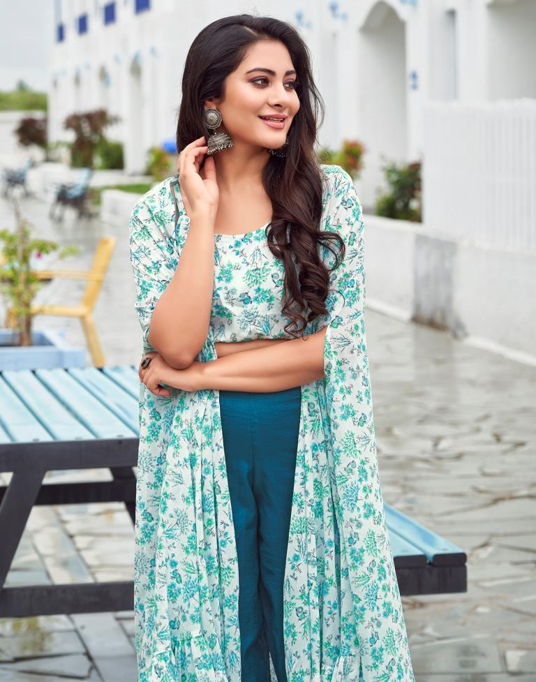 White Printed Chifon Co-ord Set