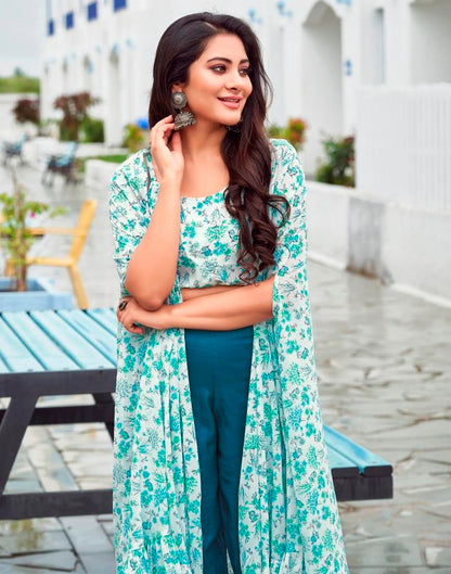 White Printed Chifon Co-ord Set