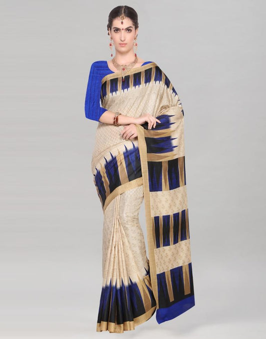 Beige Coloured Art Silk Printed Casual Saree | Sudathi