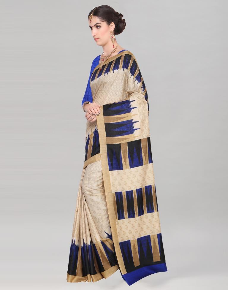 Beige Coloured Art Silk Printed Casual Saree | Sudathi